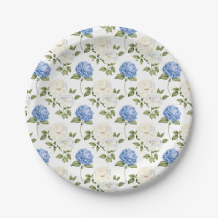 Blue hydrangea Floral Pattern Paper Plate
