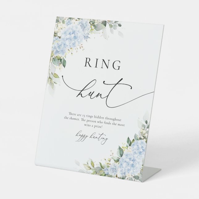 Blue Hydrangea Floral Ring Hunt Sign (Front)