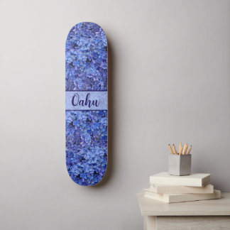 Blue Hydrangea Floral Skate Board