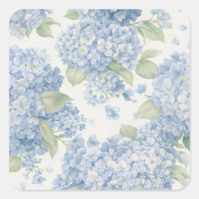 Blue Hydrangea Floral Sticker • Coastal Gift (Front)