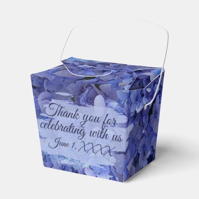 Blue Hydrangea Floral Takeout Favour Box (Front Side)