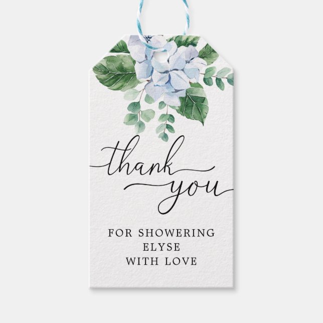 Blue Hydrangea Floral Thank You Favour Tag (Front)