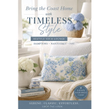 Blue Hydrangea Floral Throw Pillow | Coastal Home 