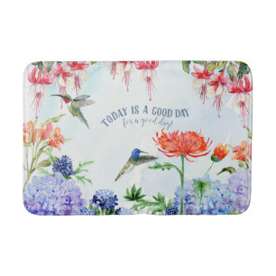 Blue Hydrangea Floral Today is a Good Day Garden Bath Mat
