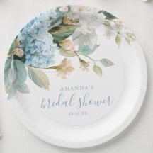 Blue Hydrangea Floral Watercolor Bridal Shower
