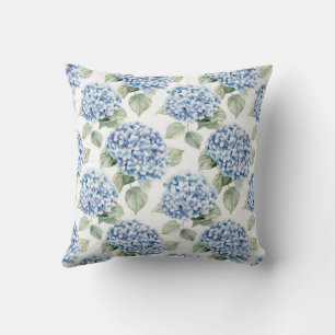 Blue Hydrangea Floral Watercolor Cottagecore  Cushion