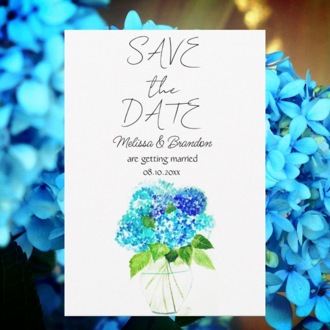 Blue Hydrangea Floral Watercolor Rustic Wedding  Invitation (Creator Uploaded)
