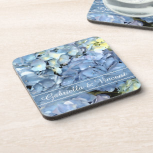 Blue Hydrangea Floral Wedding Coaster