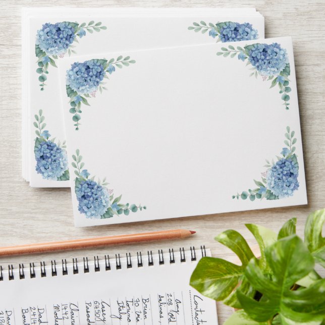 Blue Hydrangea Floral Wedding Envelope (Stacked)