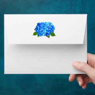 Blue Hydrangea Floral Wedding Envelope