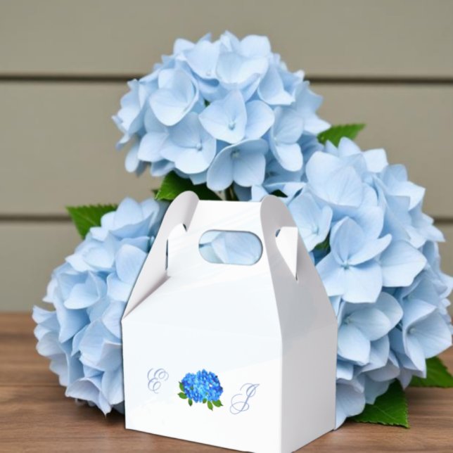 Blue Hydrangea Floral Wedding Favour Box (Creator Uploaded)