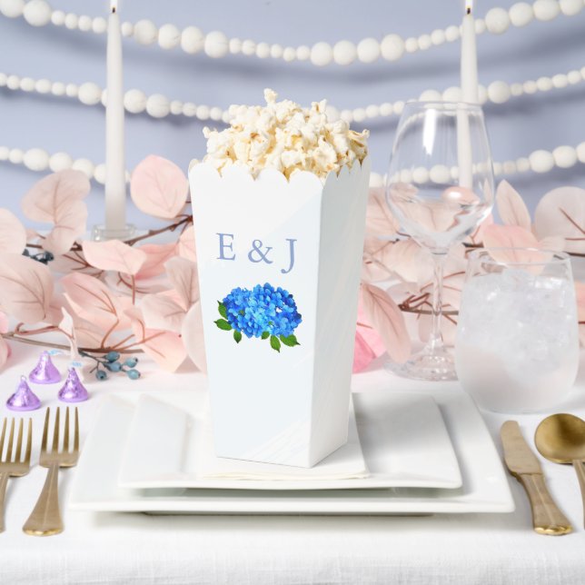 Blue Hydrangea Floral Wedding Favour Box (Wedding)