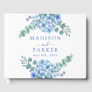 Blue Hydrangea Floral Wedding Guest Book