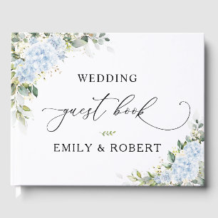Blue Hydrangea Floral Wedding Guest Book