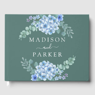 Blue Hydrangea Floral Wedding Guest Book