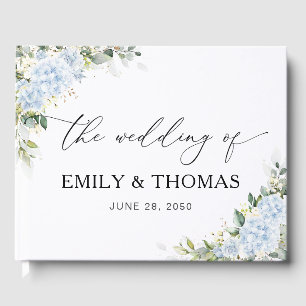 Blue Hydrangea Floral Wedding Guest Book