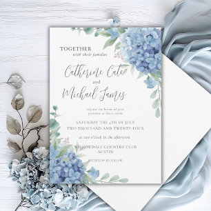 Blue Hydrangea Floral Wedding Invitation