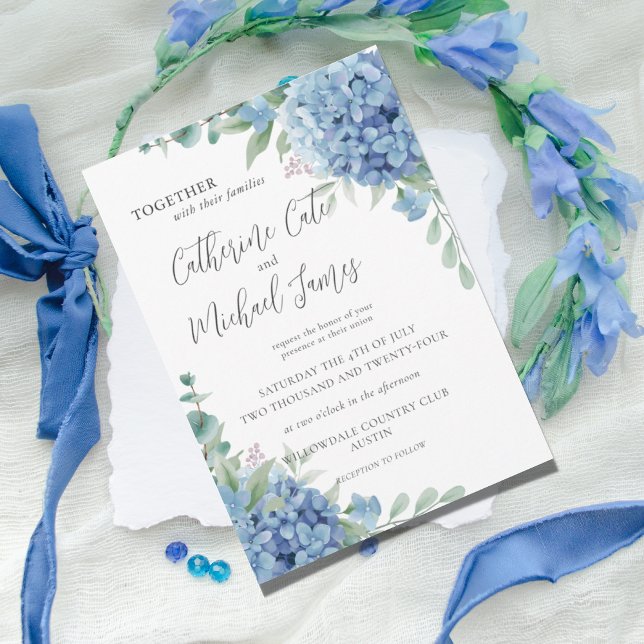 Blue Hydrangea Floral Wedding Invitation (Creator Uploaded)