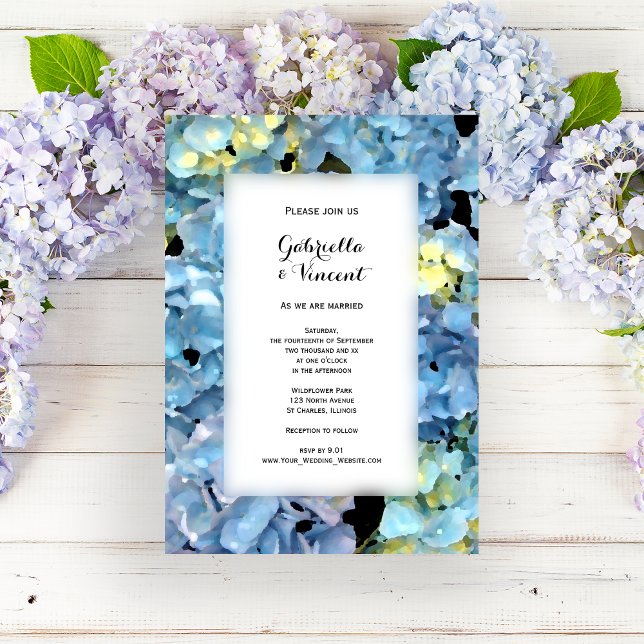 Blue Hydrangea Floral Wedding Invitation (Creator Uploaded)
