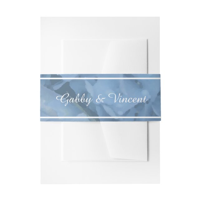 Blue Hydrangea Floral Wedding Invitation Belly Band (Front Example)