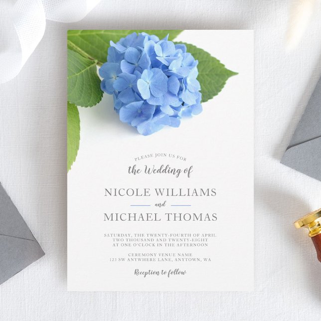Blue Hydrangea Floral Wedding Invitations (Creator Uploaded)