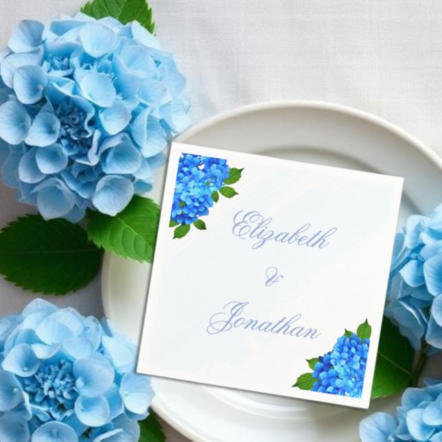 Blue Hydrangea Floral Wedding Napkin (Creator Uploaded)