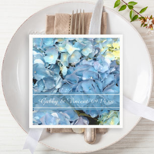 Blue Hydrangea Floral Wedding Napkin