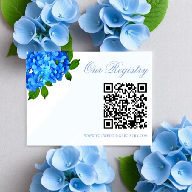 Blue Hydrangea Floral Wedding Registry Enclosure Card (Creator Uploaded)