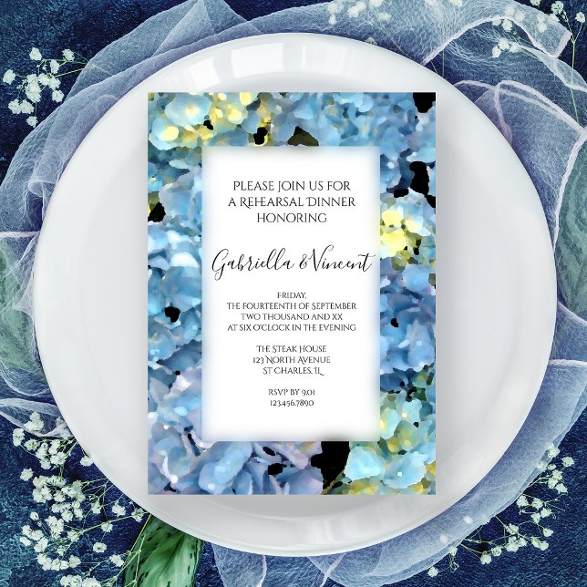 Blue Hydrangea Floral Wedding Rehearsal Dinner Invitation (Creator Uploaded)