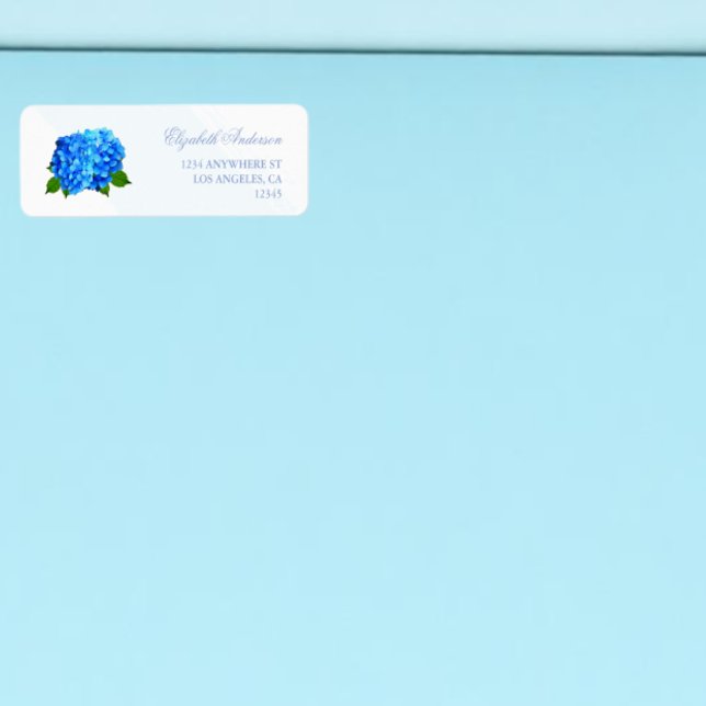 Blue Hydrangea Floral Wedding Return Address Label (Creator Uploaded)