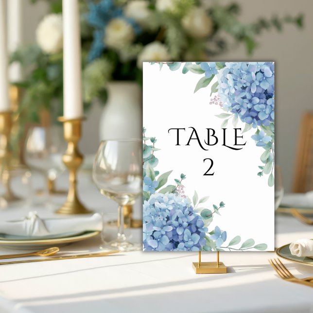 Blue Hydrangea Floral Wedding  Table Number (Creator Uploaded)