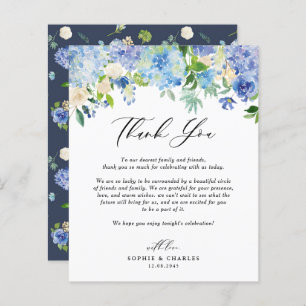 Blue Hydrangea Floral Wedding Thank You Card