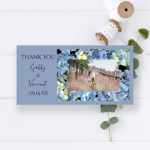 Blue Hydrangea Floral Wedding Thank You Card