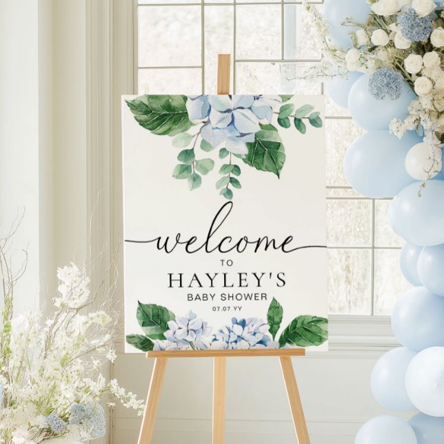 Blue Hydrangea Floral Welcome Sign Poster (Creator Uploaded)