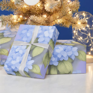Blue Hydrangea Floral Wrapping Paper
