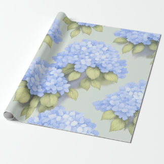 Blue Hydrangea Floral Wrapping Paper