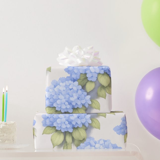 Blue Hydrangea Floral Wrapping Paper (Party Gifts)