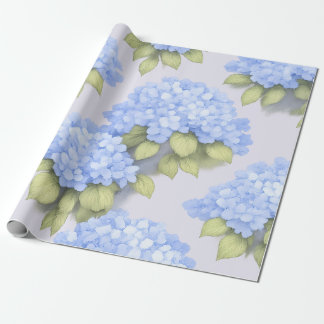 Blue Hydrangea Floral Wrapping Paper