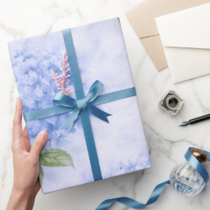 Blue Hydrangea Floral Wrapping Paper