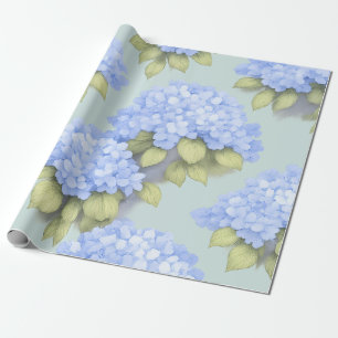 Blue Hydrangea Floral Wrapping Paper