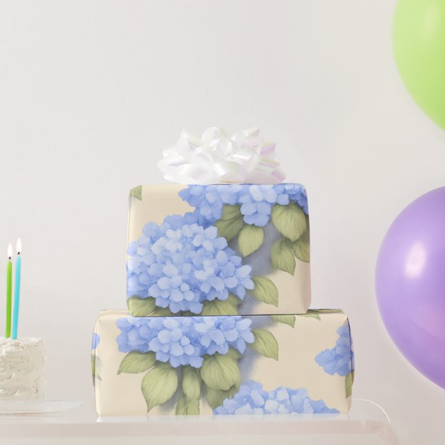 Blue Hydrangea Floral Wrapping Paper (Party Gifts)
