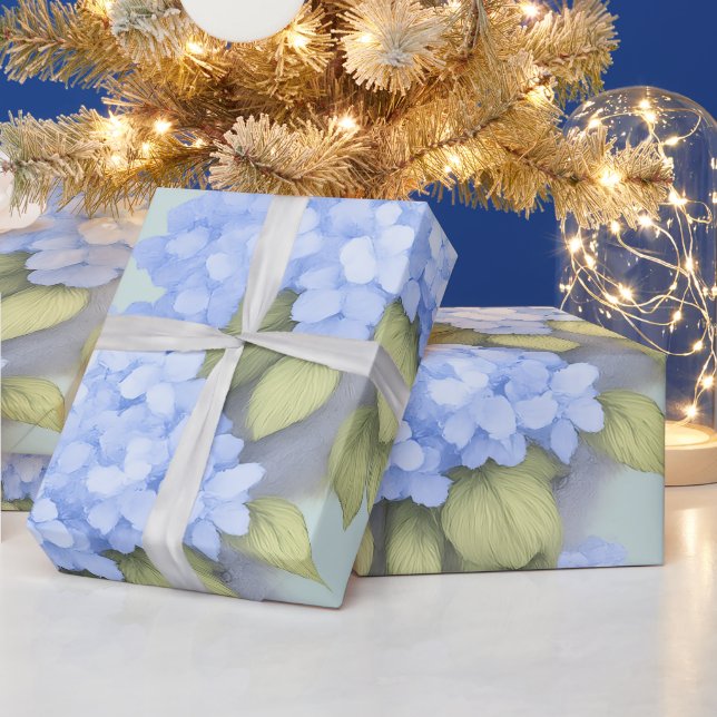 Blue Hydrangea Floral Wrapping Paper – Boutique  (Holidays)