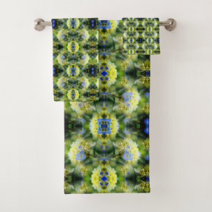 Blue Hydrangea Flower Abstract  Bath Towel Set