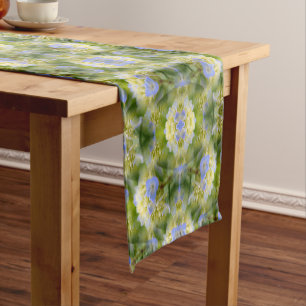 Blue Hydrangea Flower Abstract Nature       Short Table Runner