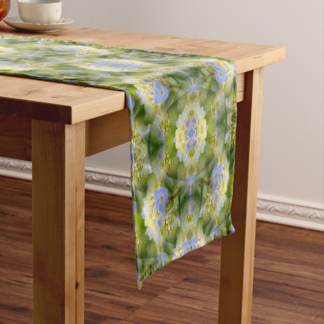 Blue Hydrangea Flower Abstract Nature       Short Table Runner (In Situ)