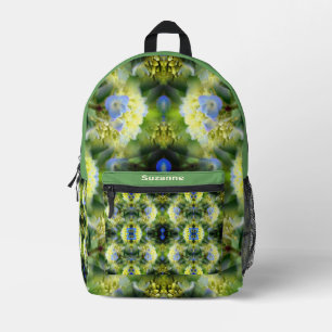 Blue Hydrangea Flower Abstract Personalised Printed Backpack