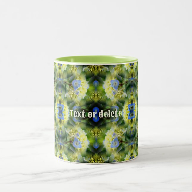 Blue Hydrangea Flower Abstract Personalised Two-Tone Coffee Mug (Center)