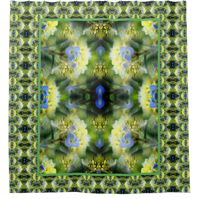 Blue Hydrangea Flower Abstract  Shower Curtain (Front)