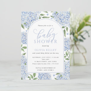 Blue Hydrangea Flower Arch Baby Shower Invitation