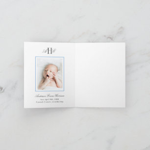 Blue Hydrangea Flower Baby Shower Baby Photo Thank You Card